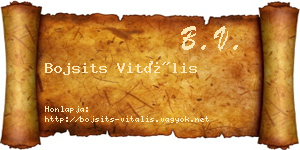 Bojsits Vitális névjegykártya